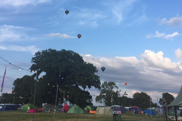 Hot Air Balloons at Glastonbury Camp site